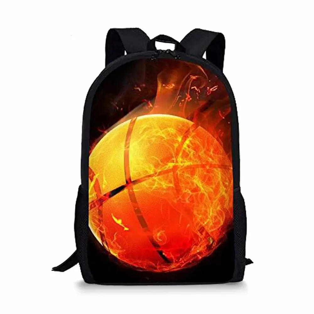 Basketball Print Backpack Portable Casual Outdoor Travel Children's Knapsack Durable Large Capacity School Bags for Girls Boys