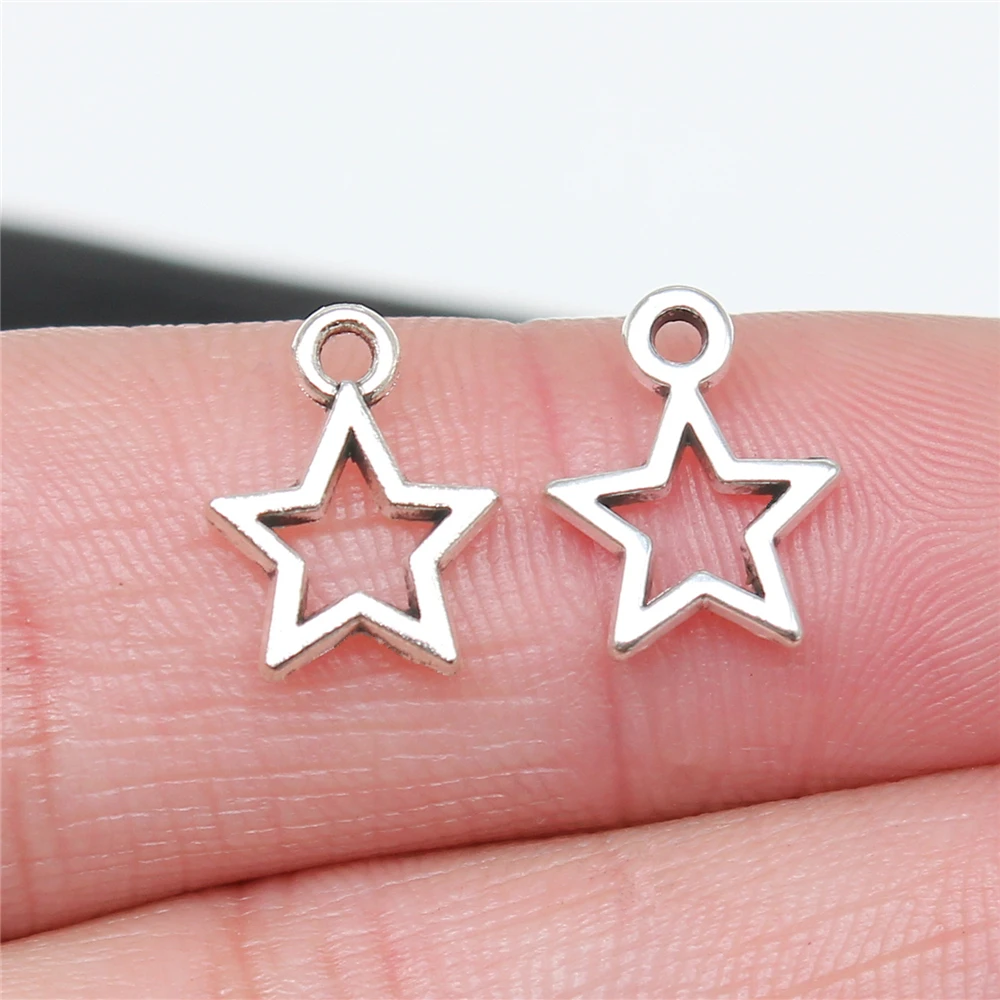 

30pcs Charms Star Pentagram 13x10mm Tibetan Bronze Silver Color Pendants Antique Jewelry Making DIY Handmade Craft Wholesale