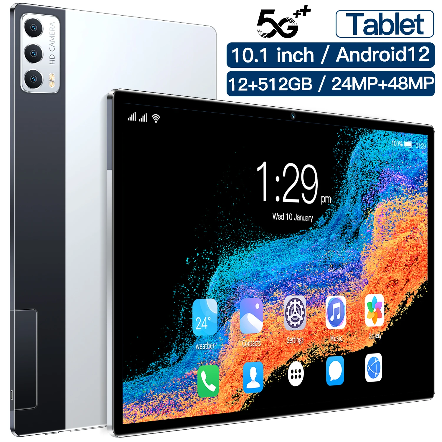 

Планшет Android 12, 10,1 дюйма, Wi-Fi, 2K, ЖК-экран, Восьмиядерный процессор Snapdragon, 12 Гб, 512 ГБ, дешевая фотография, бесплатная доставка