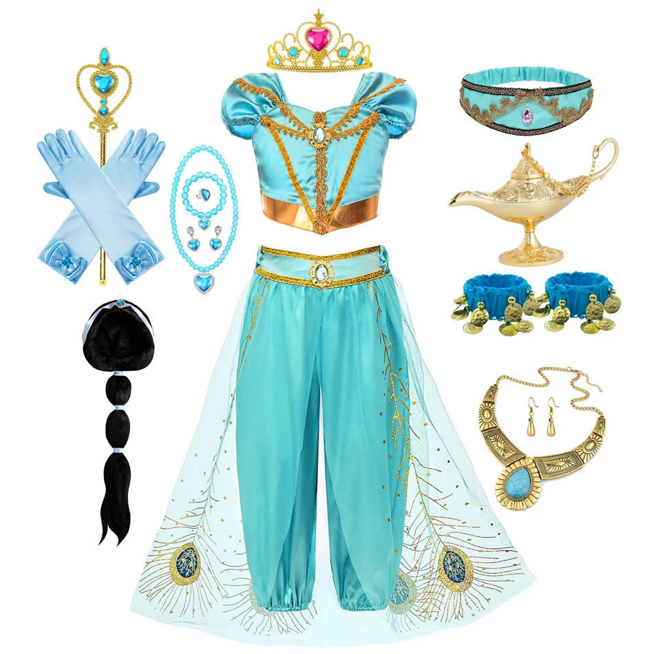 

Классический костюм принцессы из Диснея Жасмин, женская одежда на Хэллоуин, карнавал, вечеринку, детское Пурим, рождественское платье