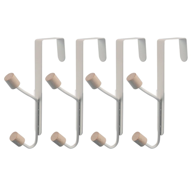 

4PCS Punch-Free Carbon Steel Door Rear Hook Clip-On Two-Link Door Rear Hook Double Hook Coat Hat And Bag Hanger