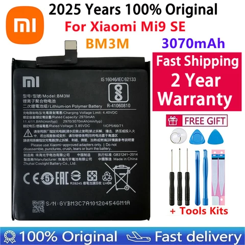 2025 лет 100% оригинальный аккумулятор BM3E BM3L BM3M BM4F для Xiaomi Mi 9, Mi 9 Lite A3 CC9 CC9e, Mi 9 SE, Mi 8, аккумуляторы для телефонов
