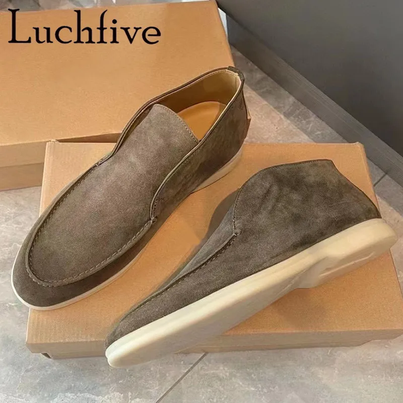 Лоферы женские замшевые с круглым носком брендовые дизайнерские лоферы плоская