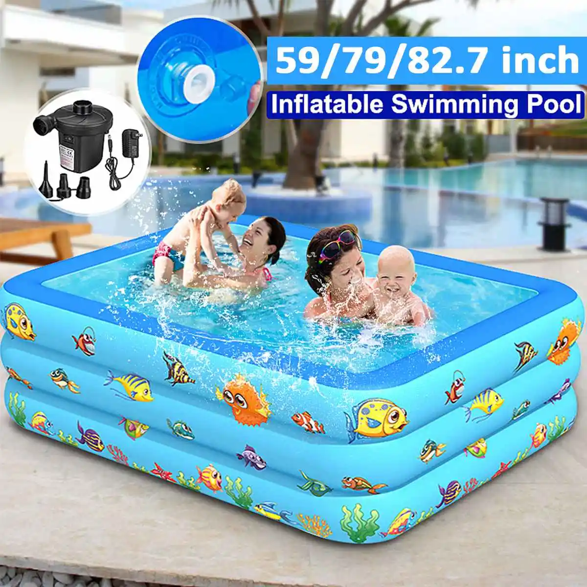 

130/150 3-Layered Inflatable Swimming Pool Adults Kids Thick Bathing Tub Outdoor Indoor Family Play Tent