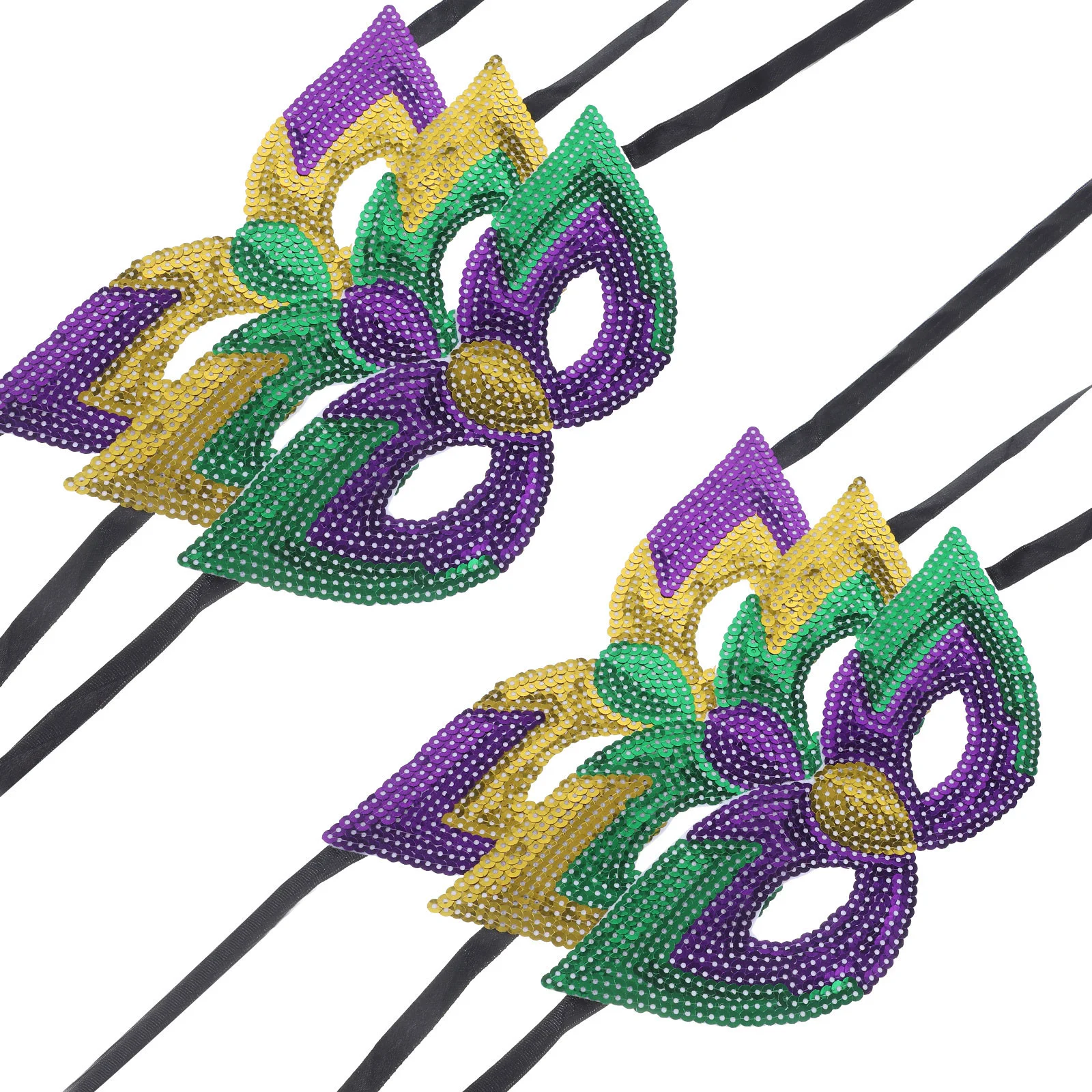 6 Pcs Carnival Mask Halloween Masquerade Ball Party Mardi Gras Props Cosplay Sequins Decorative Miss