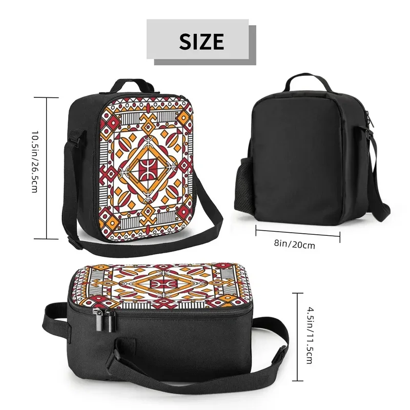 Kabyle Pottery Amazigh Ornament Insulated Lunch Bag for Women Retro Geometric Cooler Thermal Bento Box Office Work School