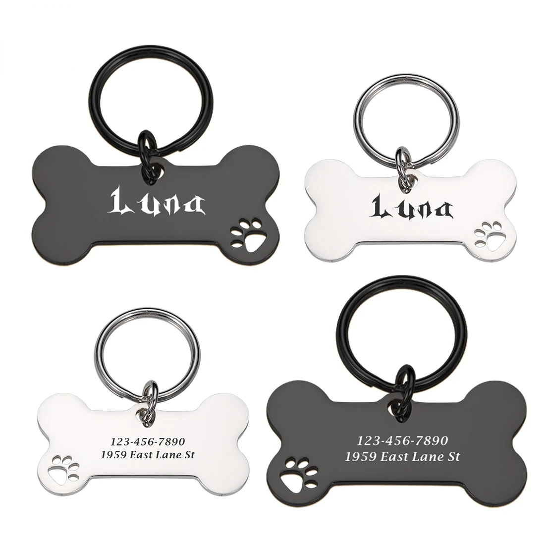 

Personalized Anti-lost Tag For Dog Customizable Pet ID Tag Engraved Pets ID Name Collar Tags Puppy Bone Pendant Pet Accessories