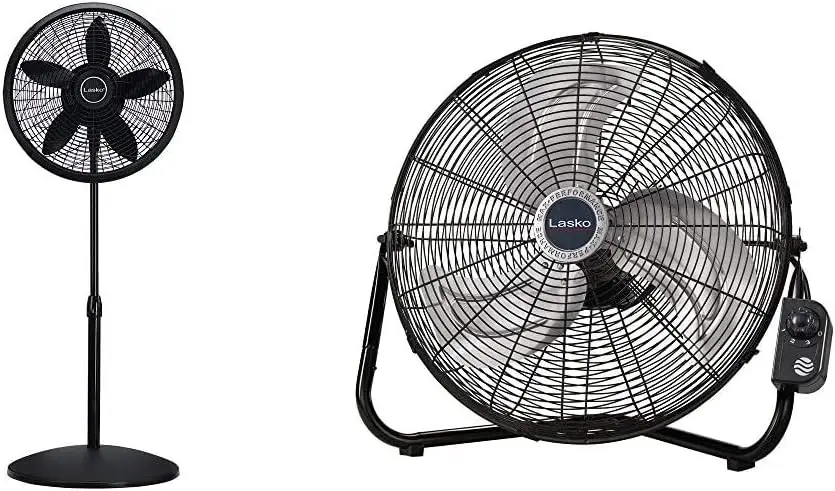 

& Performance Pedestal Fan, 18 Inch, Black 1827 and High Velocity Floor Fan with Wall mount Option, 3 Powerful Speeds, Pivot Usb