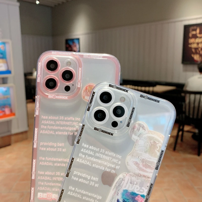 

Couples With Teddy Bear For iPhone 14 11 12 13 Pro Max Following From XS Max 8 7 X XR Plus Full Package Soft Shell Couple Style