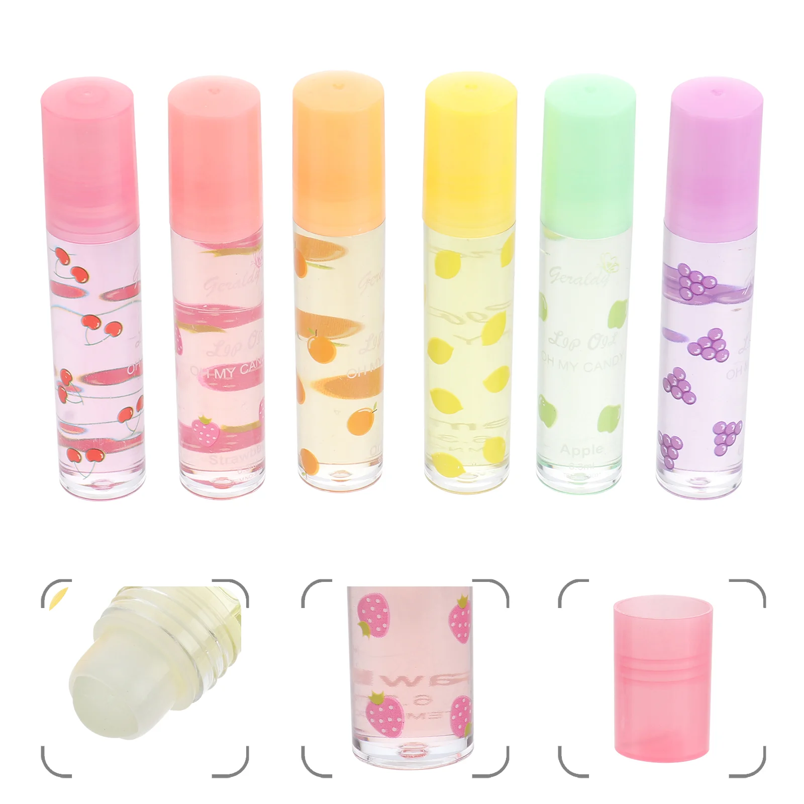 

6 Pcs Fruit Lip Balm Makeup Kits Fruit Lips Fuller Base Fruit Flavored Lip Gloss Clear Lip Gloss Plastic Fruity Lip Gloss Child