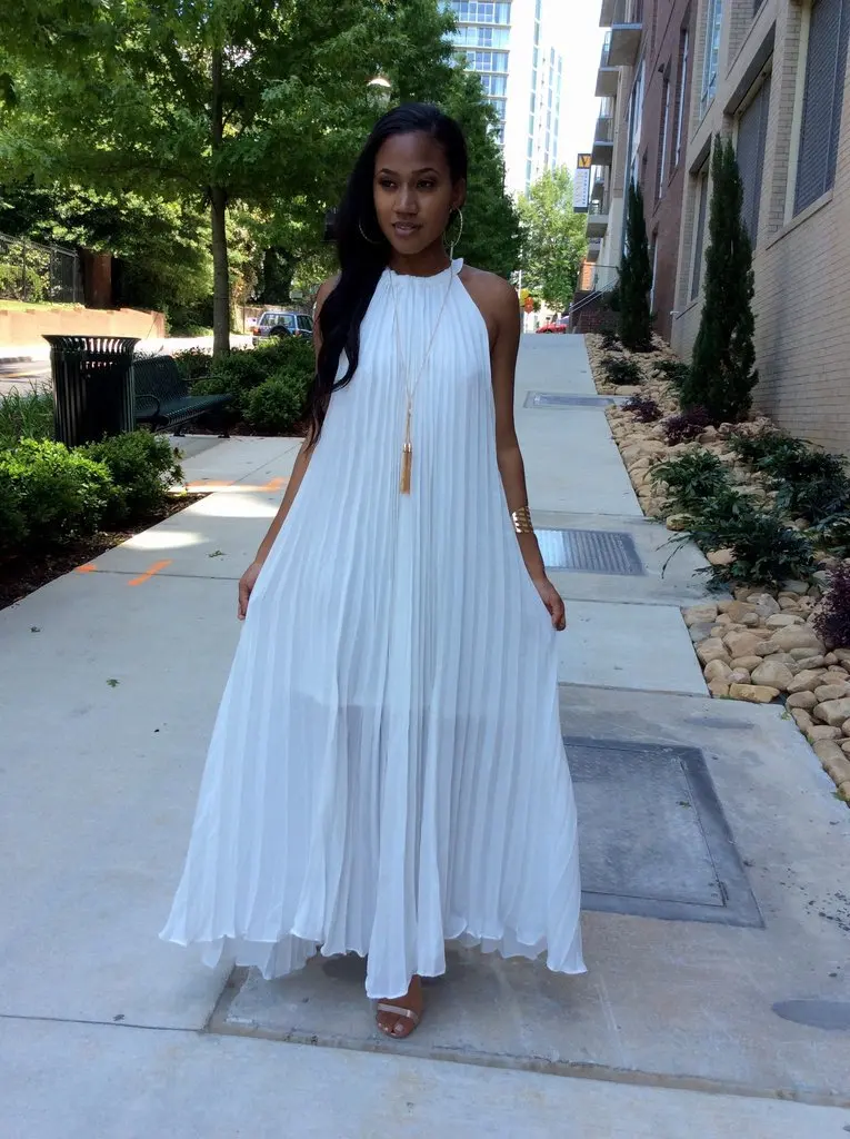 

Women Summer Fashion Sexy Pleated Dress Casual Loose Beautiful Street Sleeveless Dresses Women