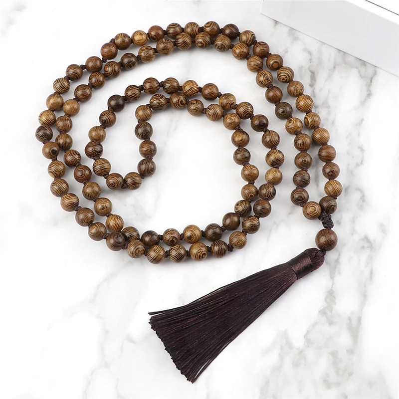 8 мм 108 бусы ожерелья мала сандаловое дерево деревянные бусины ожерелье с