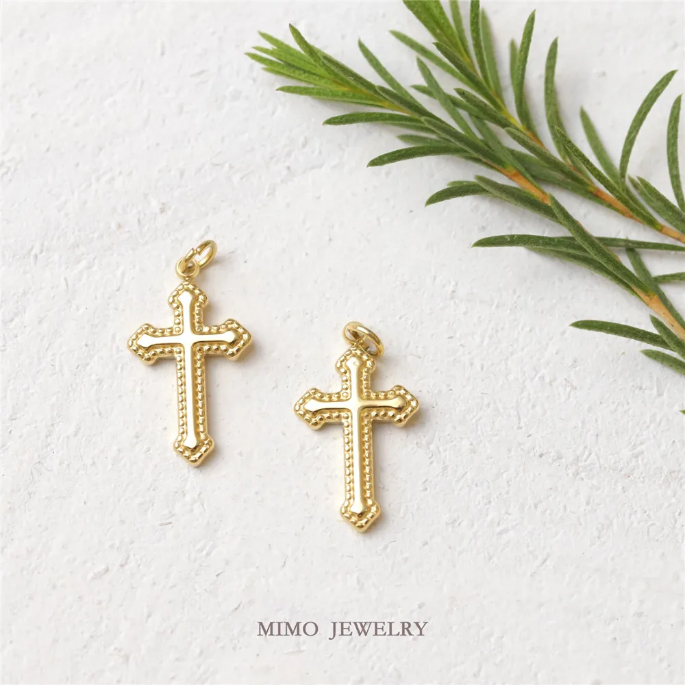 

Delicate vintage cross pendant DIY necklace bracelet accessory in color-preserving titanium steel plated in 18K gold