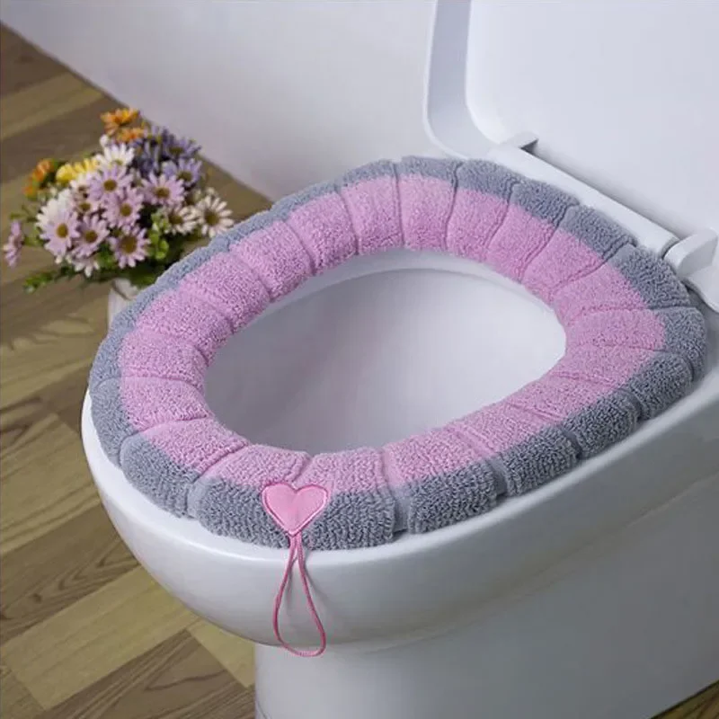 Bathroom Toilet Seat Cover Soft Warmer Washable Mat Cover Pad Cushion Seat Case Toilet Lid Cover Accessories Bath Home