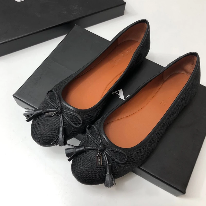 Europe and America Slip on Round Head Shallow Flat Women's Shoes Bowknot Lefu Shoes Cover Foot Loafer Shoes