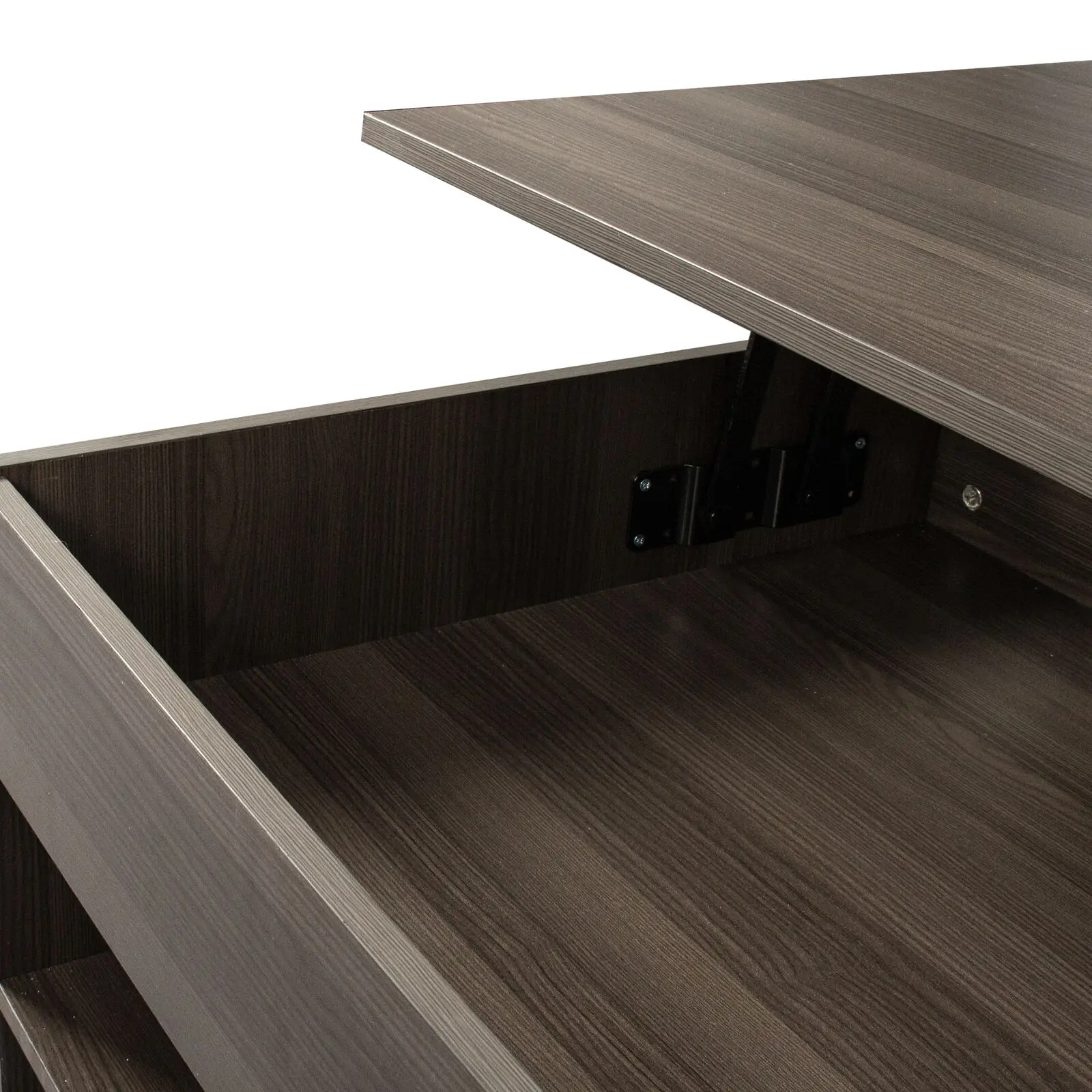 Подъемный журнальный столик со скрытым хранилищем и 2 открытыми полками для