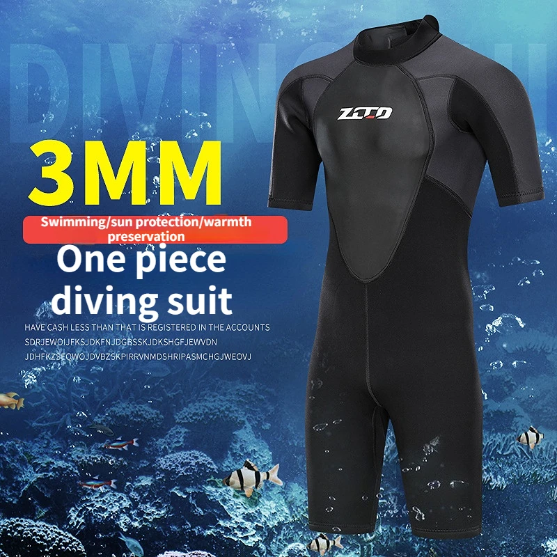 

ZCCO 3mm neoprene Wetsuit Men short sleeve Scuba diving suit Surfing Sunproof one piece set Snorkeling spearfishing swimsuit