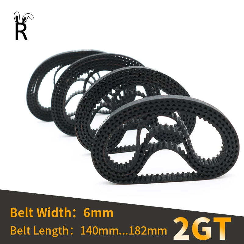 

2GT GT2M Synchronous Timing Belt Length 140 142 150 152 164 166 172 174 180 182mm Width 6mm TRubber Closed Loop Timing Belt 2GT