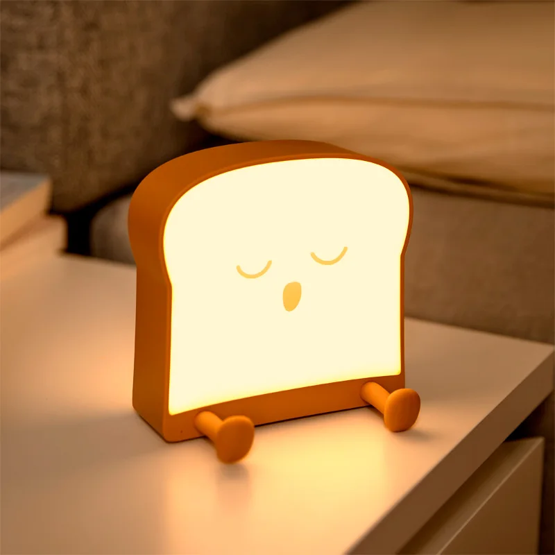

Bread Toast LED Night Light USB Rechargeable & Timer Portable Bedside Lamp Gifts for Children Kids Women Room Decor Birthday