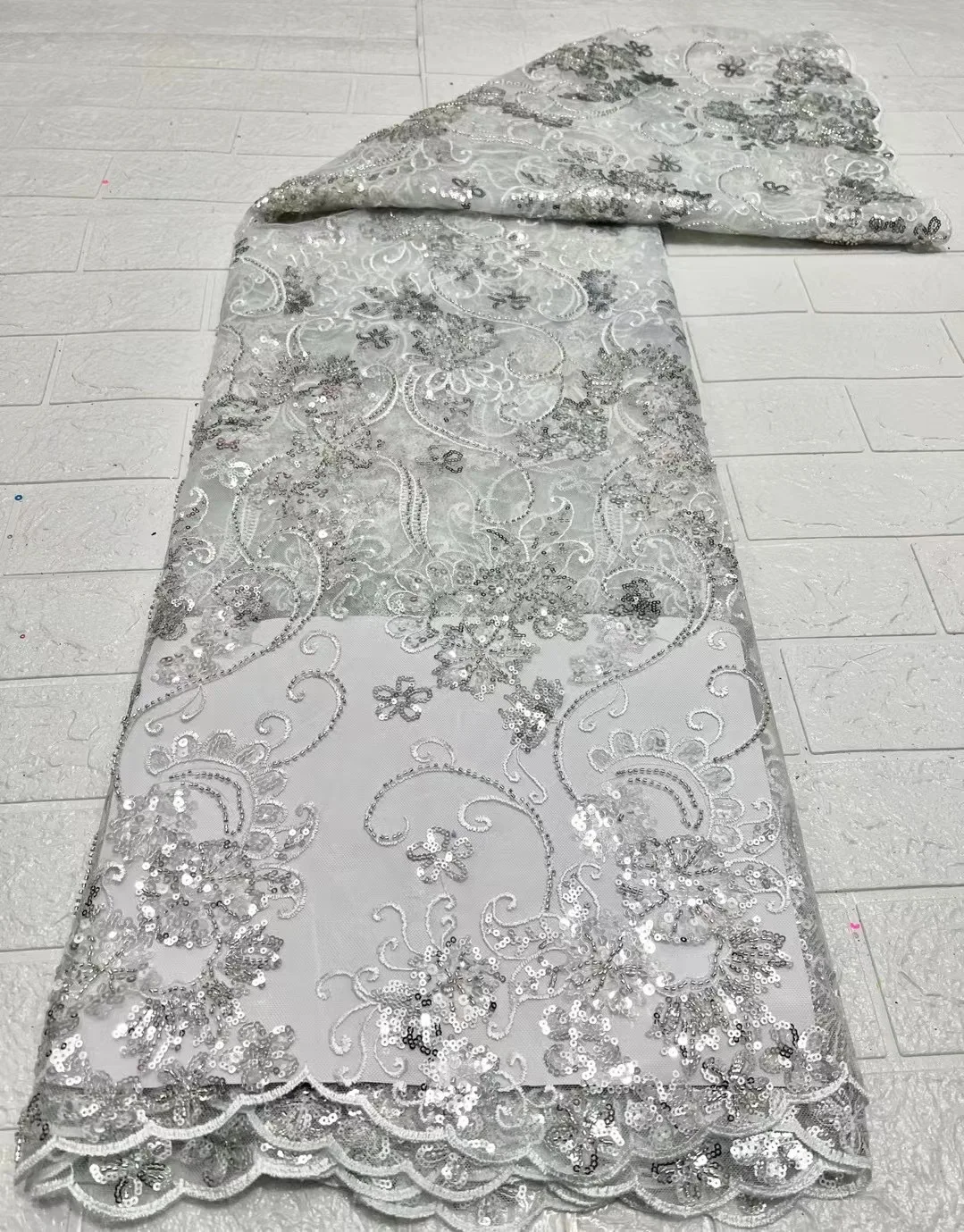 

Роскошная кружевная ткань с блестками, вышивка, африканская кружевная ткань с блестками, материал из бисера для свадьбы LHD22151