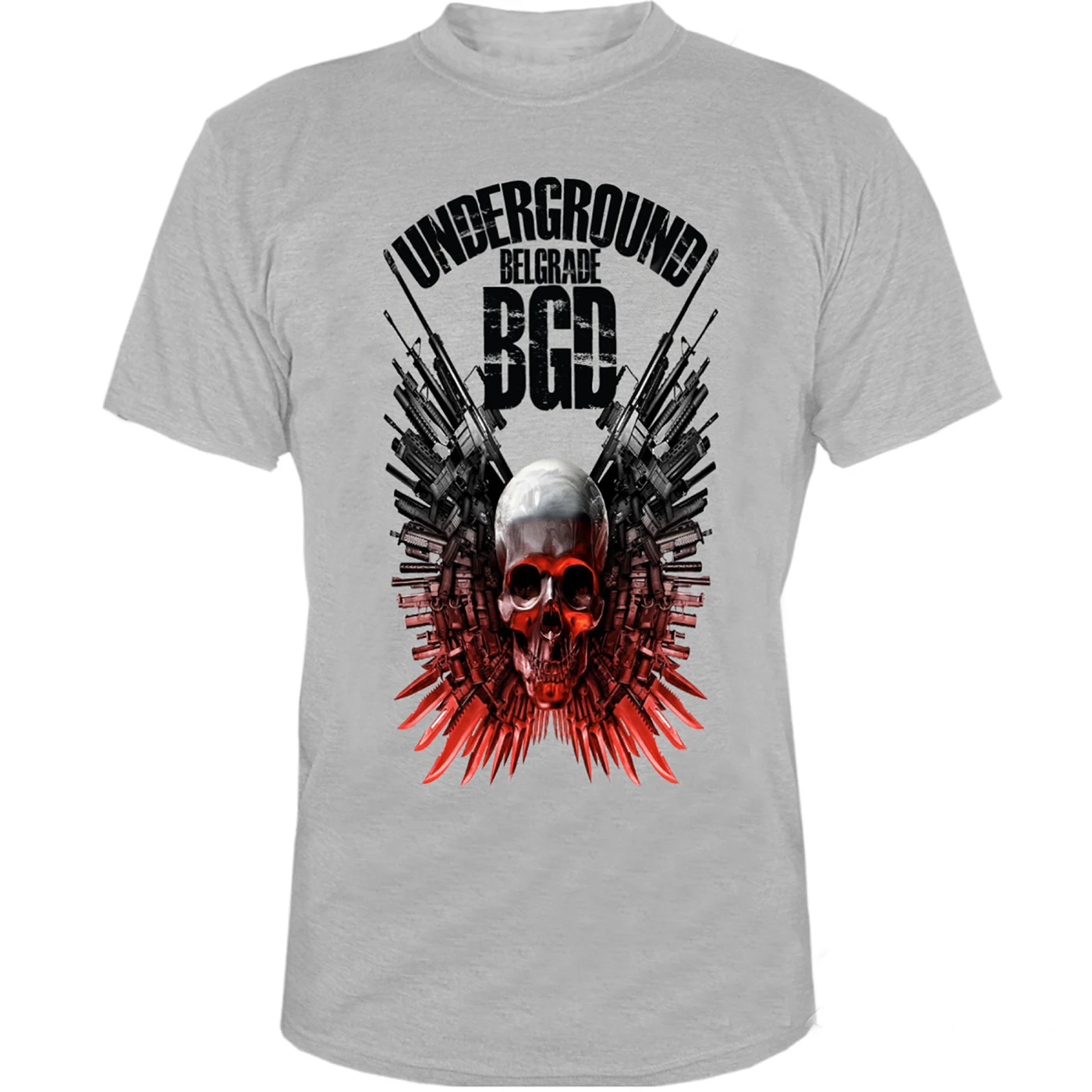 

Underground Belgrade Weapon Wings Skull Mens T Shirt. Short Sleeve 100% Cotton Casual T-shirts Loose Top Size S-3XL