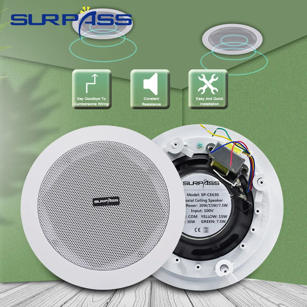 

Ceiling PA Speaker Surround Sound 30W Roof Speakers 100V PA System Round Shape In Ceiling Loudspeaker For Restaurant, Cafe