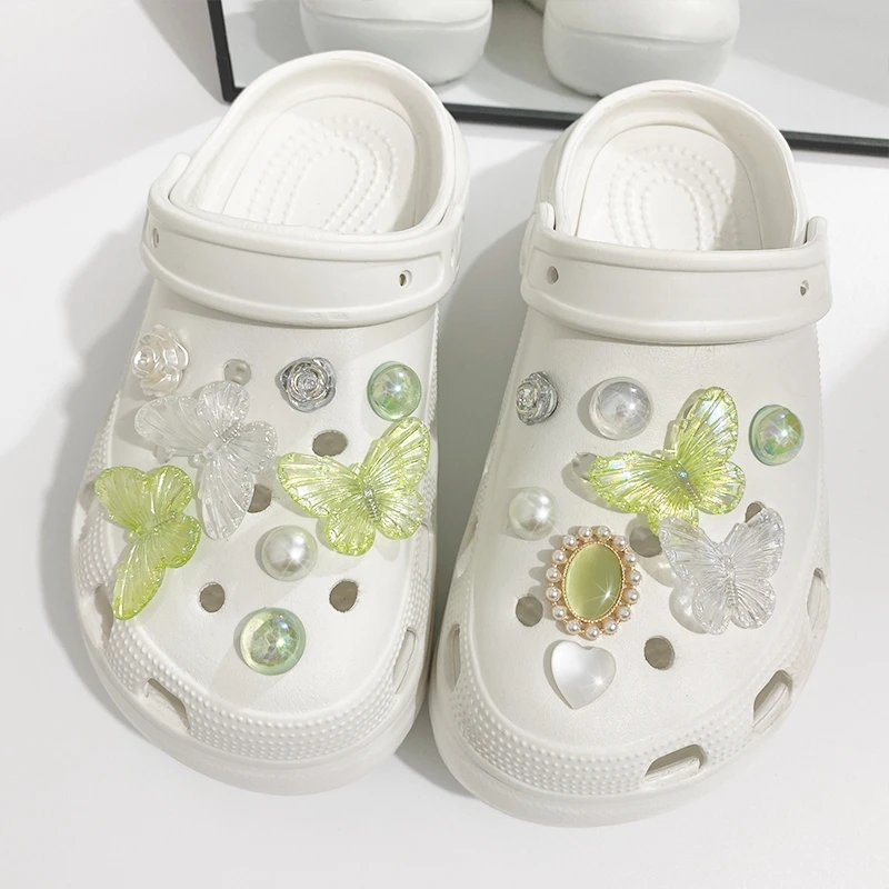 

Винтажные Украшения Стразы Croc, дизайнерские самодельные Сабо, модные украшения для обуви для девочек, элегантные качественные цветы, бабоч...