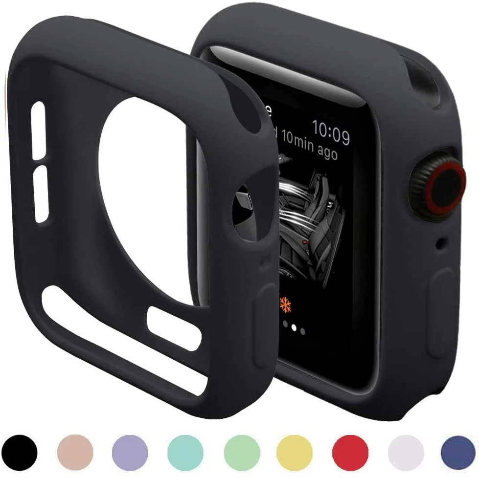Мягкий силиконовый чехол для Apple Watch 7 45 мм 6 SE 5 4 3 42 38 защитный iWatch серии 40 44 41 бампер