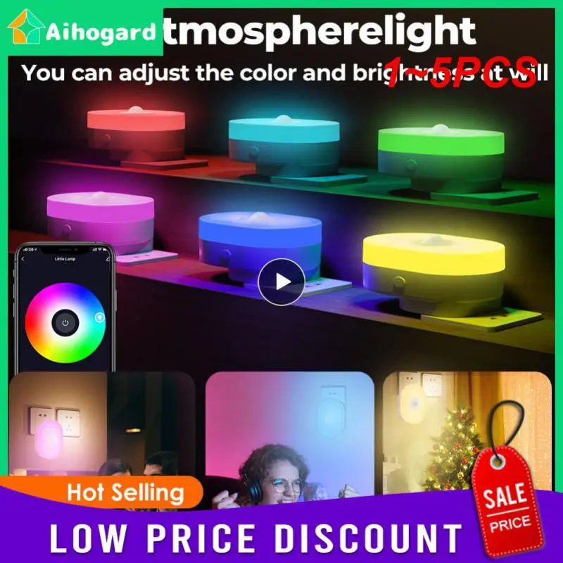

1~5PCS Warm White And Rgb Wifi Led Warm White Voice Control Room Ambiance Night Light Smart Home Motion Sensor Tuya Smart