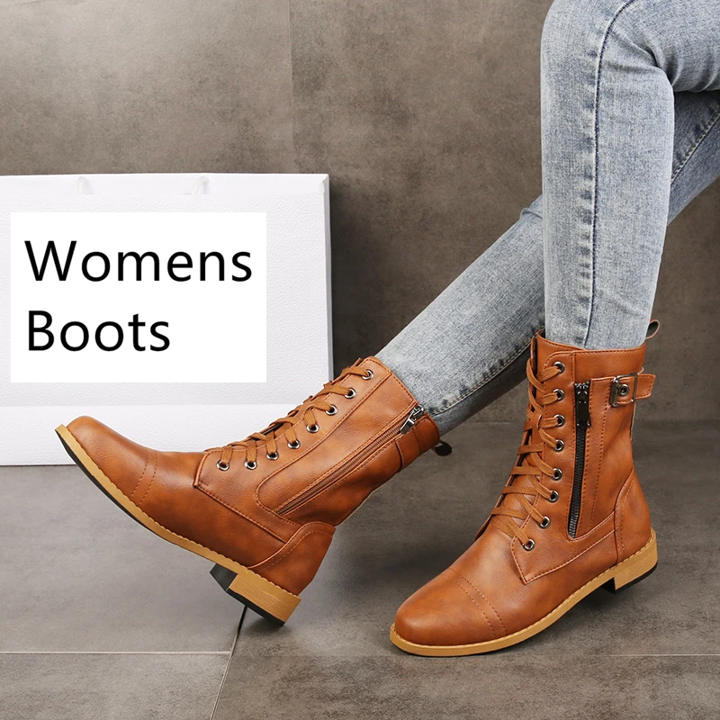 Women Autumn Zip Ankle Boots Ladies New Original Buckle Booties Female Fashion Casual Flats Woman Footwear Plus Size 43