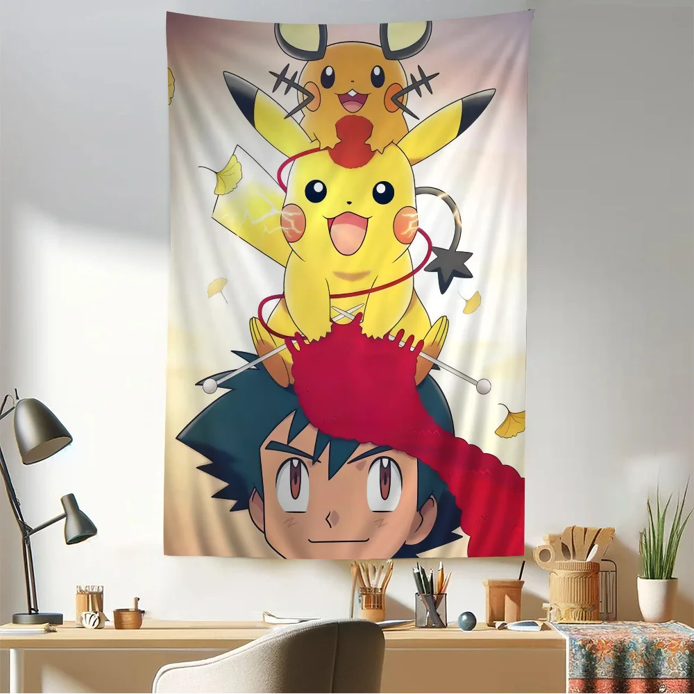 Cute P-Pokemon P-Pikachu Printed Large Wall Tapestry Hanging Tarot Hippie Rugs Dorm Home Decor