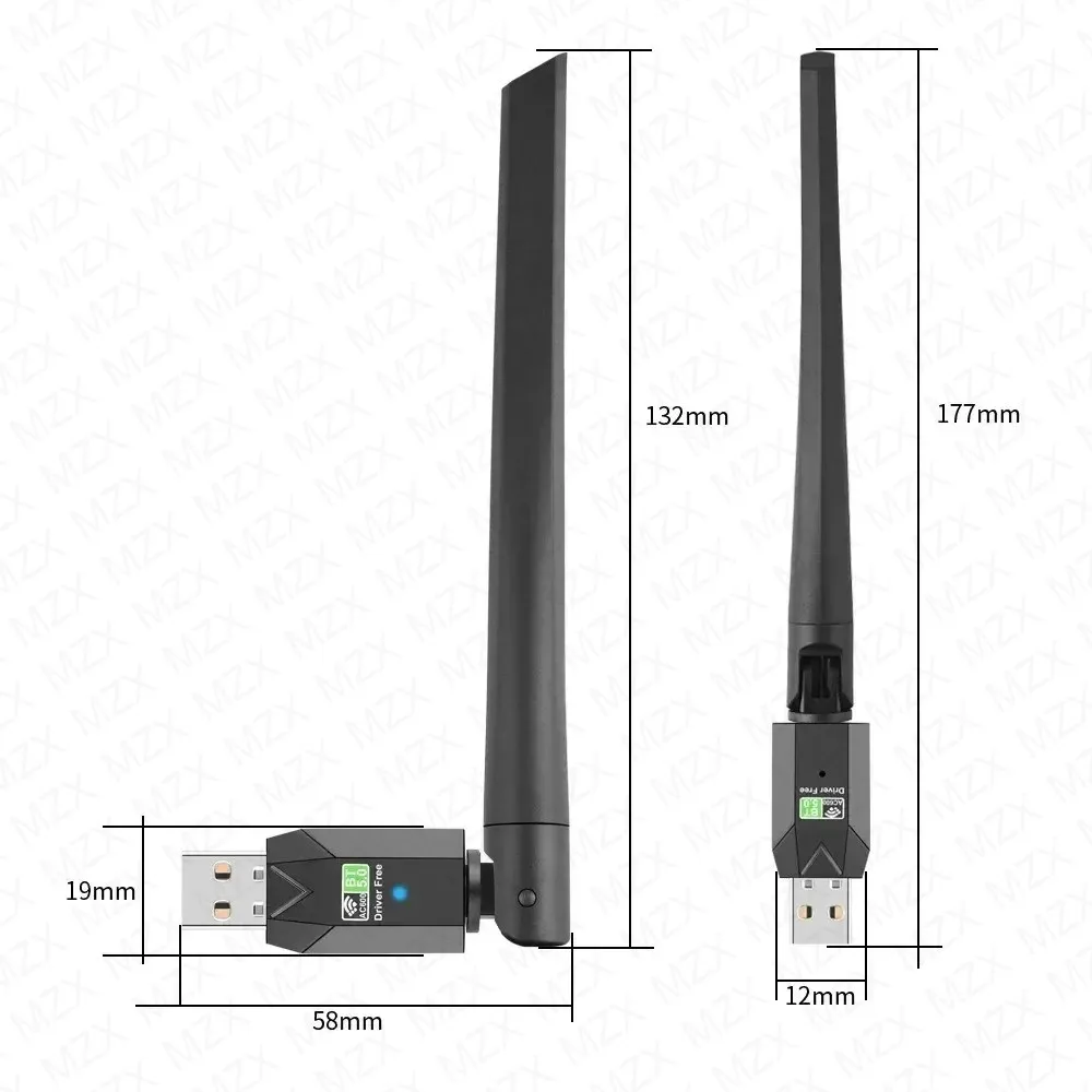 Фото 650M 5G 2.4G Ethernet Сетевая карта WiFi Dongle USB Blue tooth Wi-Fi адаптер 2в1 двухдиапазонный приемник ПК Настольные аксессуары для ноутбуков №5
