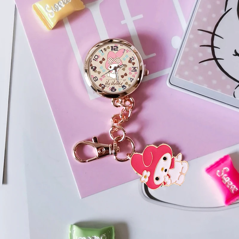 

Kawaii Sanrio Child Watches My Melody Kuromi Cartoon Anime Cute Winter Student Fashion Quartz Watch Keychain Girl Christmas Gift