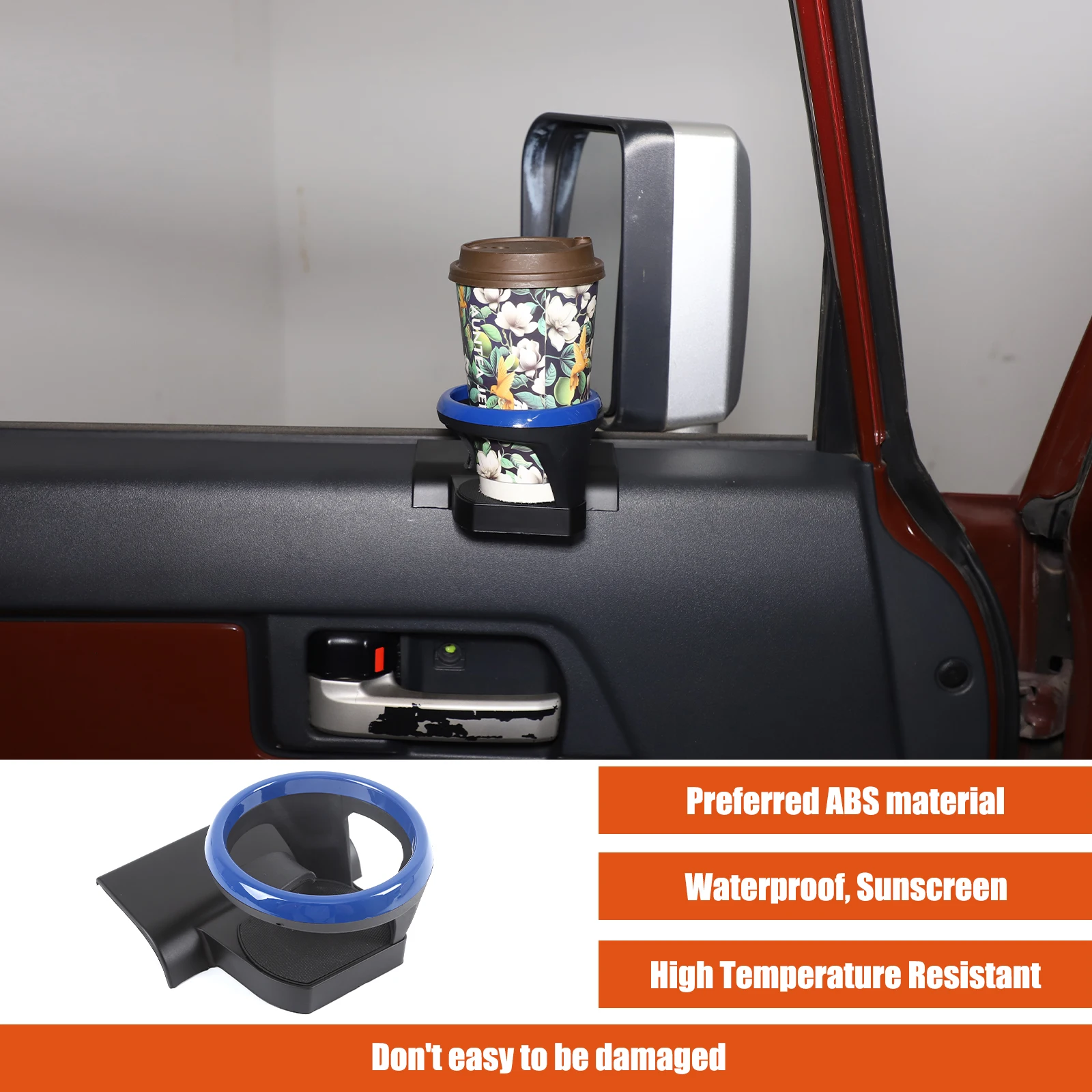Фото Аксессуары для Toyota FJ Cruiser 2007-2021: Держатель для напитков на центральной консоли автомобиля, черный, красный, синий, из углеродистой стали, для интерьера. №3