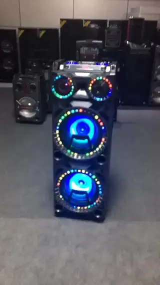 

Popular Karaoke dual 10 inch wireless wooden box speaker outdoor led speaker