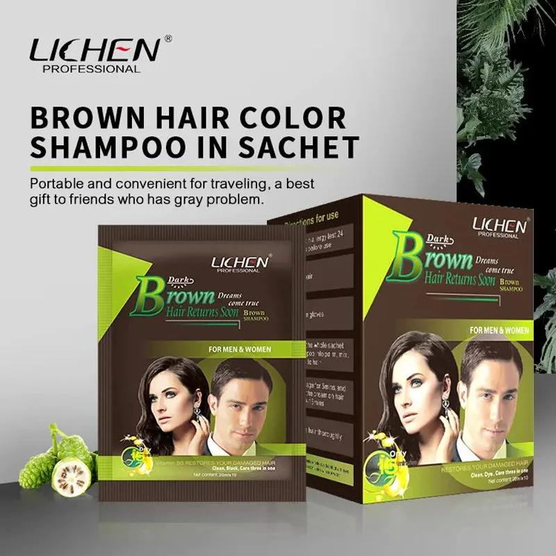 Brown hair dye paste hair dye plant pure self-dyeing hair cream female comb to cover white hair color is white and natural brown