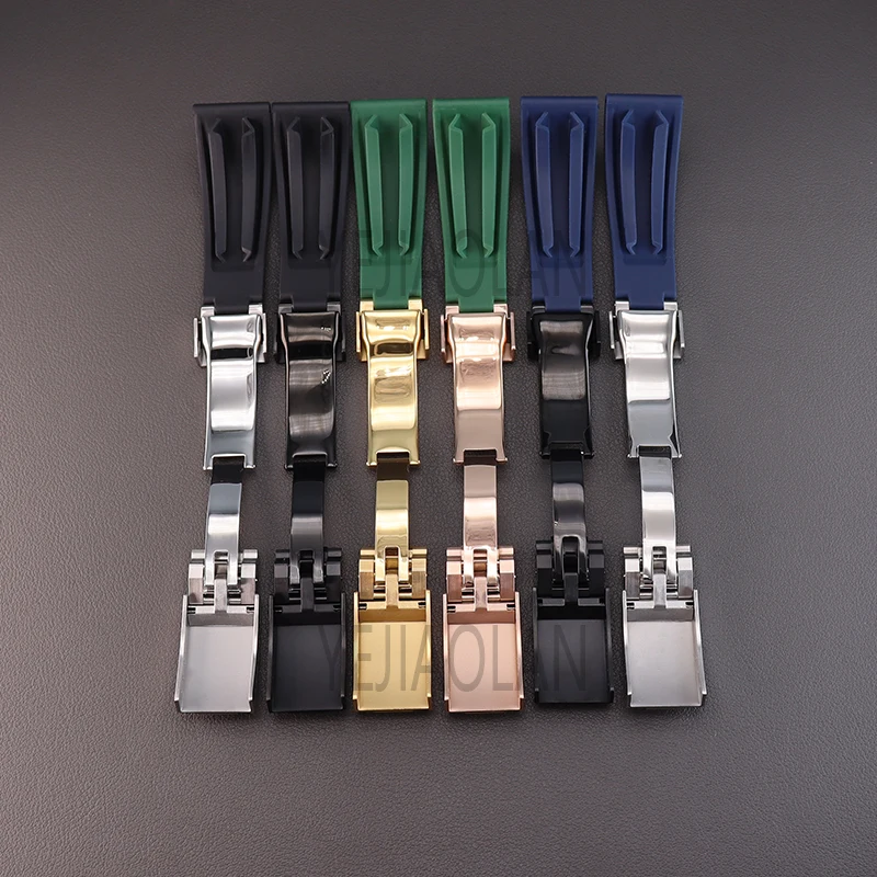 20mm Silicone wristband Watchband Men's Watch Strap Parts Stainless Steel Buckle For Daytona SKY-DWELLER YACHT-MASTER nh35 Case