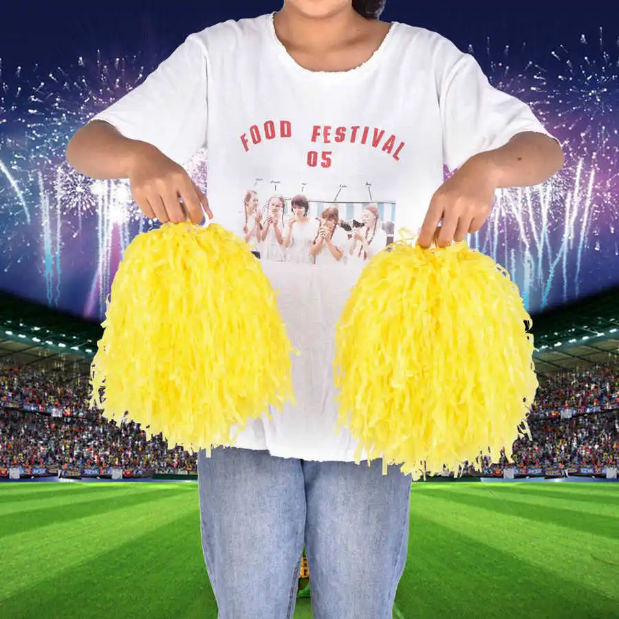 1 пара профессиональные желтые помпоны для болельщиков |