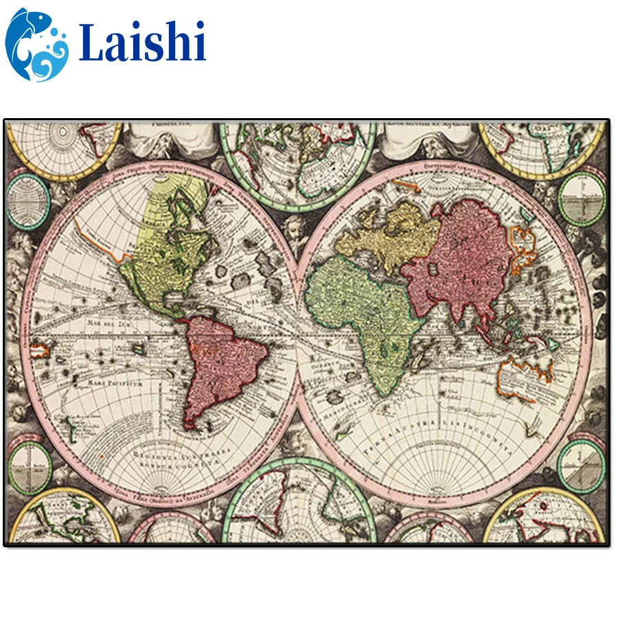 DIY 5D винтажная карта мира алмазная живопись мозаика наборы для вышивки крестом