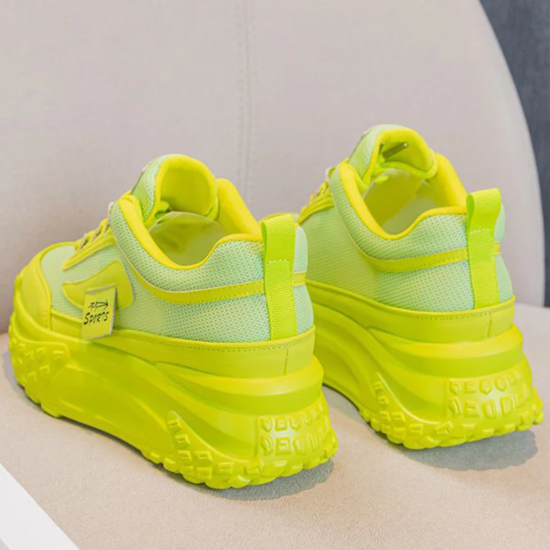 2023 Air Mesh 7cm Genuine Leather Women Casual Shoes Platform Breathable Soft Soles Sneakers Chunky Women Summer Female Shoes