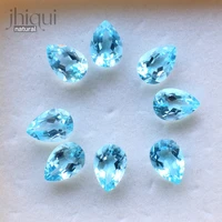 1pc water drop natural blue topaz gemstone for diy fine jewelry making
