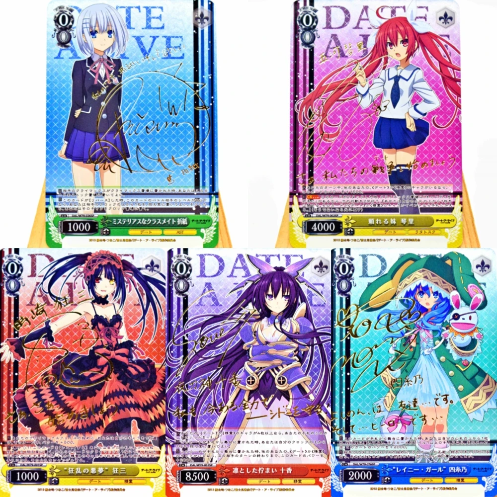 

5PCS Anime Mobile Game Flash Card DATE A LIVE Signature ACG Card Game Fan Mika Collection Flash Card Kawaii Girl Sexy Girl