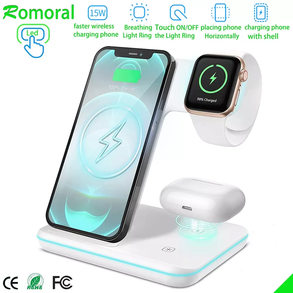 

3 in 1 Wireless Charger Stand for iPhone 13 Pro Max 12 Pro11 AirPods Pro Charging Dock Station For Apple Watch iWatch 7 SE 6