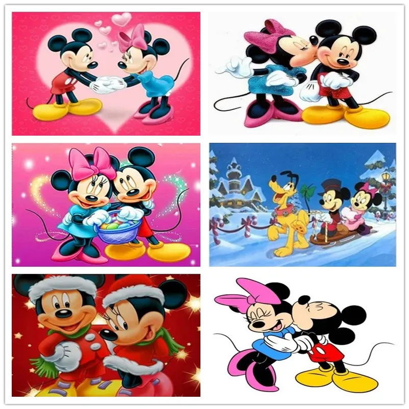 

Disney Diamond Painting Mickey Minnie Mouse Full Square Round Drill Diamond Embroidery Cartoon Home Decor Handmade Gift