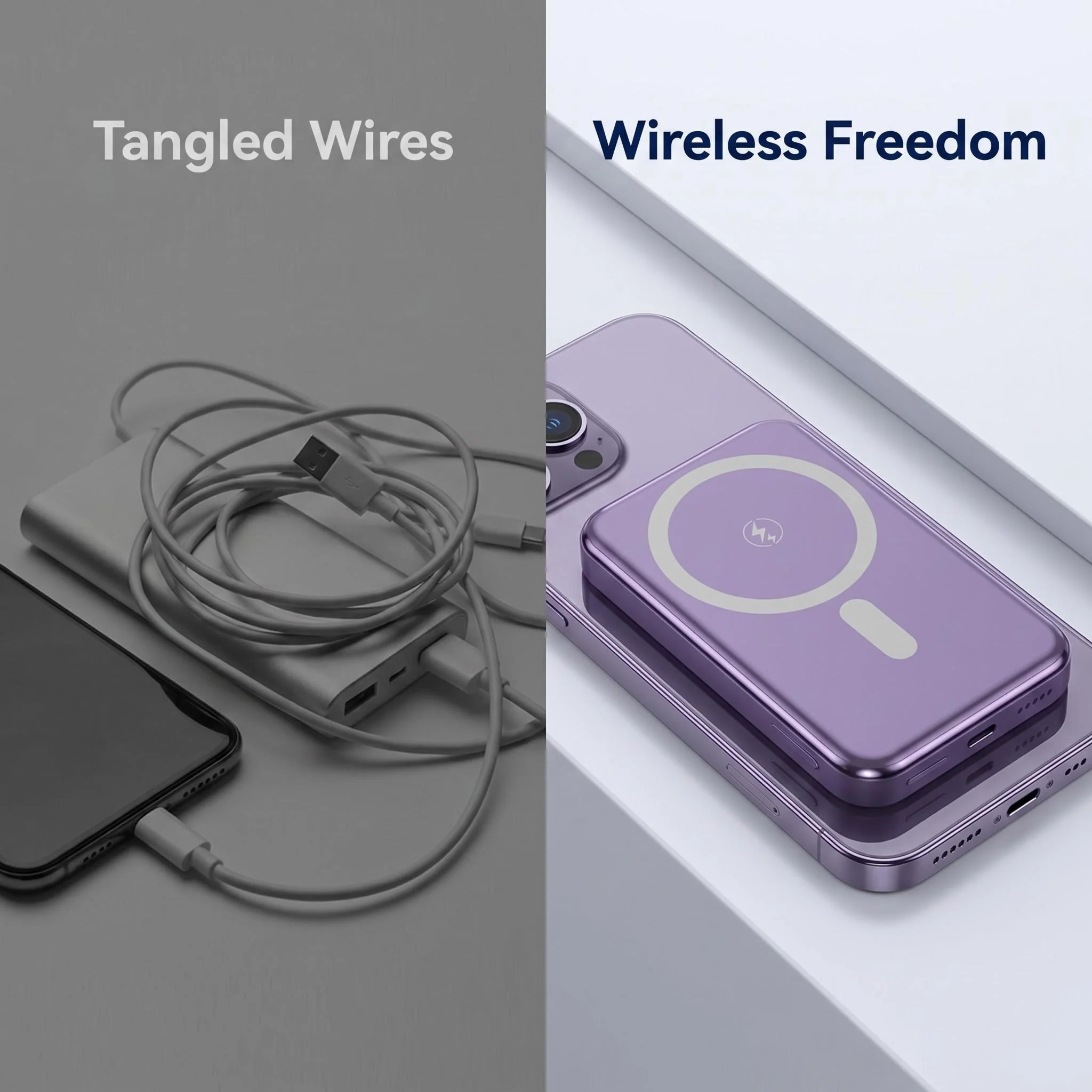 Фото Портативное беспроводное зарядное устройство MagSafe 15W с технологией True Capacity, ультратонкое, быстрое зарядное устройство для iPhone, iOS, Android (модель 2026) №2