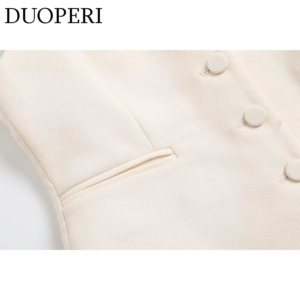 Бежевый женский модный жилет с v-образным вырезом и однобортной застежкой из