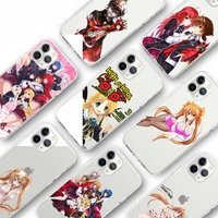 high school dxd anime cartoon phone case transparent for iphone 13 12 11 x xr xs pro max mini 6 6s 7 8 plus se funda capa