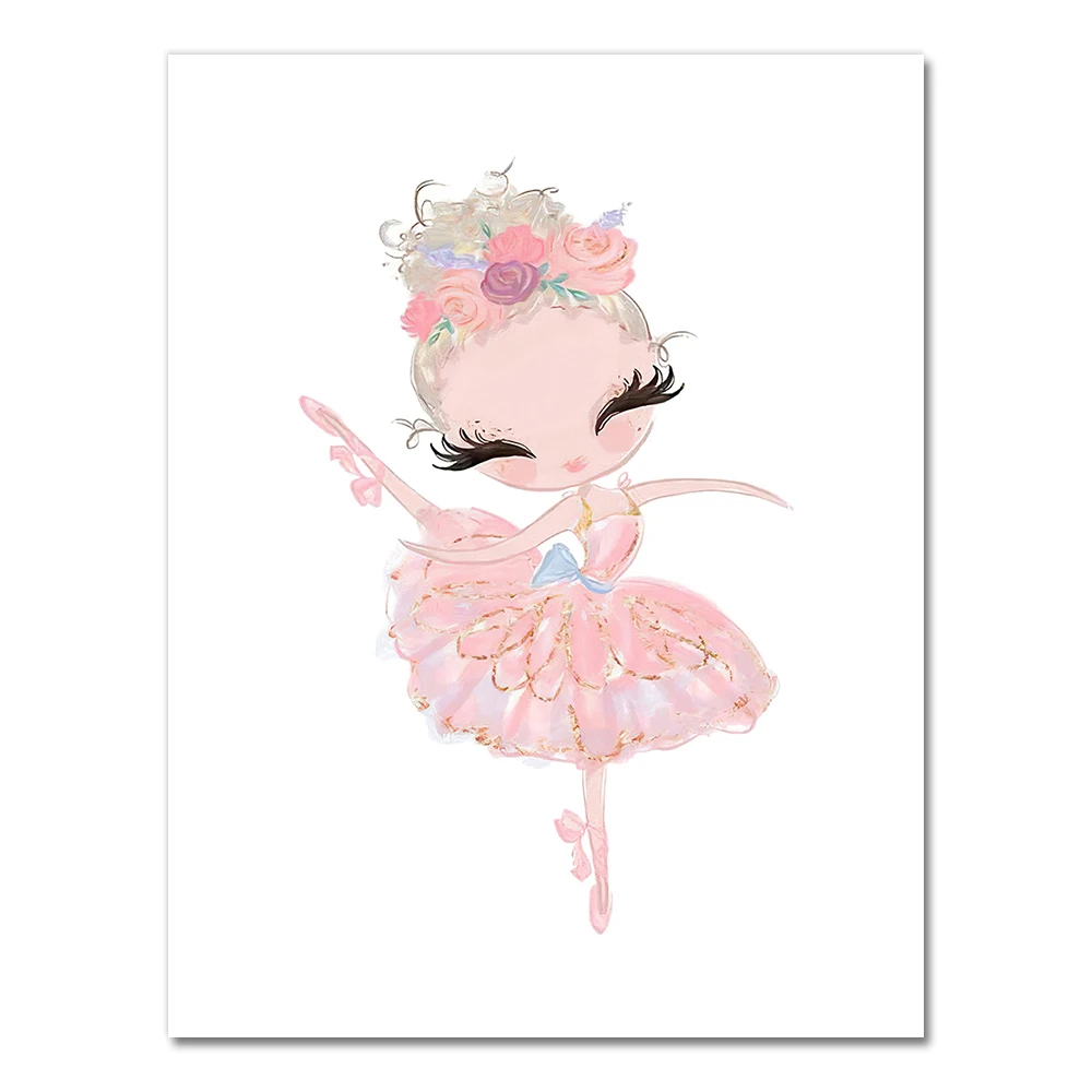 

Маленькая принцесса балерина холст постер розовый Лебедь печать картина для детской настенные художественные плакаты картина балерина Декор детской комнаты