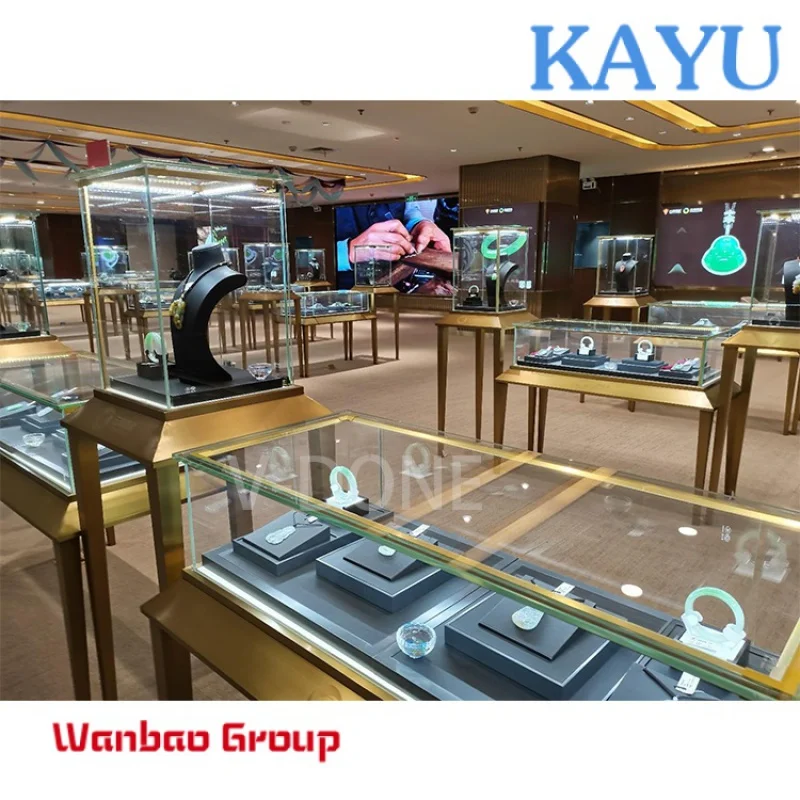 Jewelry Store Furniture Interior Design Display Case Glass Showcase Stainless Steel Jewellery Cabinet Showroom Display Stand