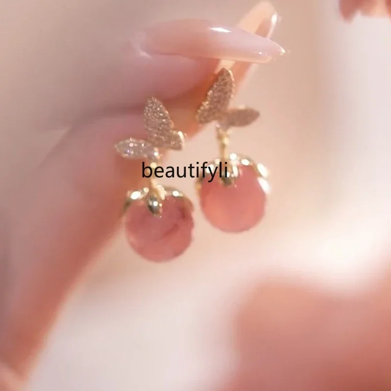 Женские серьги-бабочки из серебра 925 пробы с цирконом